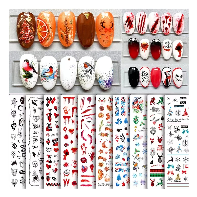 10PCS New Snowflake Elk Christmas Tree Birds Leaves Clown Snake Love Christmas Manicure Nail Stickers Decoration Accessories Sti
10PCS New Snowflake Elk Christmas Tree Birds Leaves Clown Snake Love Christmas Manicure Nail Stickers Decoration Accessories Sti