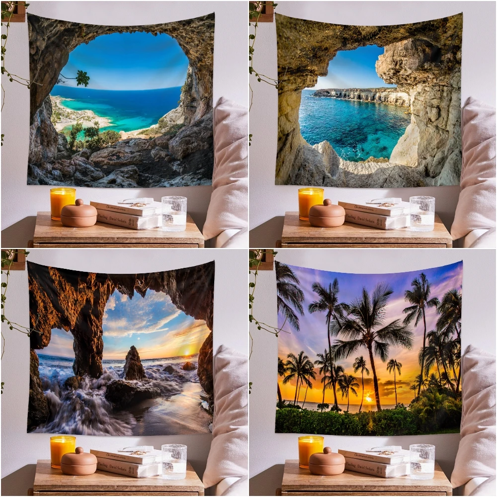 

Sea Sunset Tapestry Wall Hanging Ocean Beach Printed Wall Tapestries Beach Landscape Hippie Tapestry For Living Room Dorm Decor