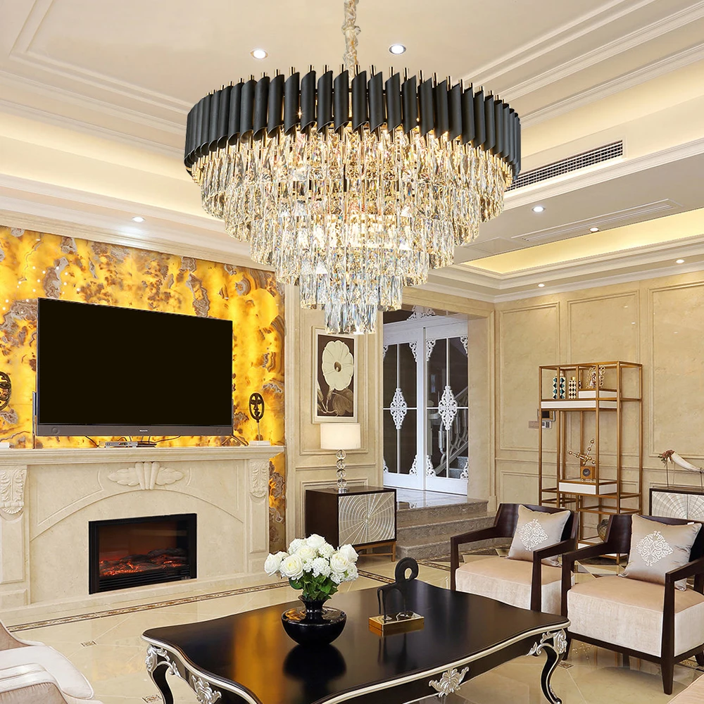 Modern luxury crystal chandelier for living room black round home decoration light fixture studio led cristal bedroom hang lamp
Modern luxury crystal chandelier for living room black round home decoration light fixture studio led cristal bedroom hang lamp