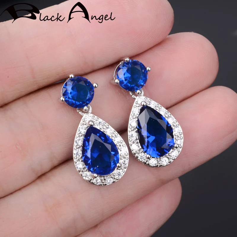 BLACK ANGEL Water Drop Shaped Luxury Sapphire Citrine Pink Tourmaline Gemstone Drop Earrings For Women Jewelry Christmas Gift
BLACK ANGEL Water Drop Shaped Luxury Sapphire Citrine Pink Tourmaline Gemstone Drop Earrings For Women Jewelry Christmas Gift