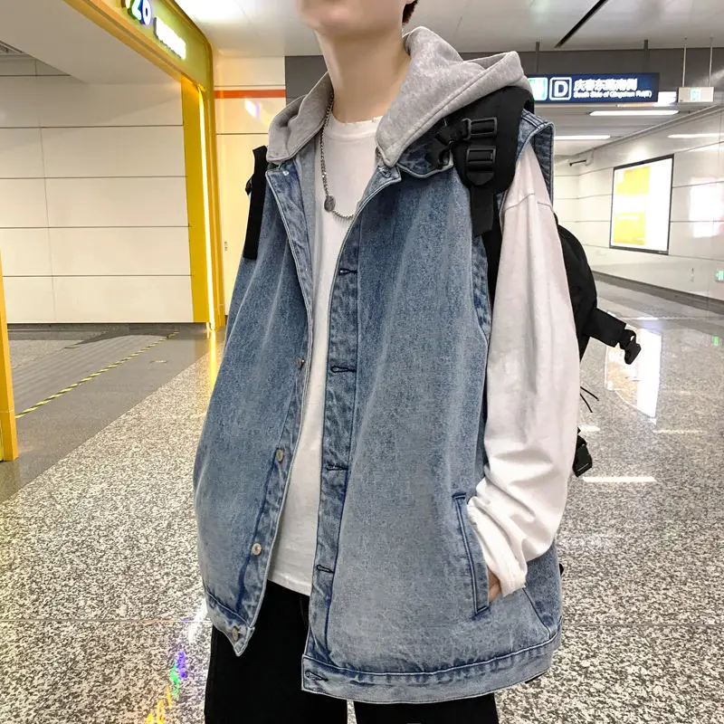 Men's Jacket 2022 Autumn new slim solid color sleeveless hooded vest jacket loose casual personality youth men's wear
Men's Jacket 2022 Autumn new slim solid color sleeveless hooded vest jacket loose casual personality youth men's wear