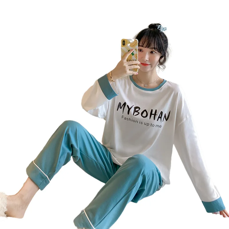 Women Casual 2PCS O-Neck Top&Pant Pajamas Suit Autumn New Sleepwear Letter Print Sweet Nightwear Loose Cotton Home Clothes
Women Casual 2PCS O-Neck Top&Pant Pajamas Suit Autumn New Sleepwear Letter Print Sweet Nightwear Loose Cotton Home Clothes