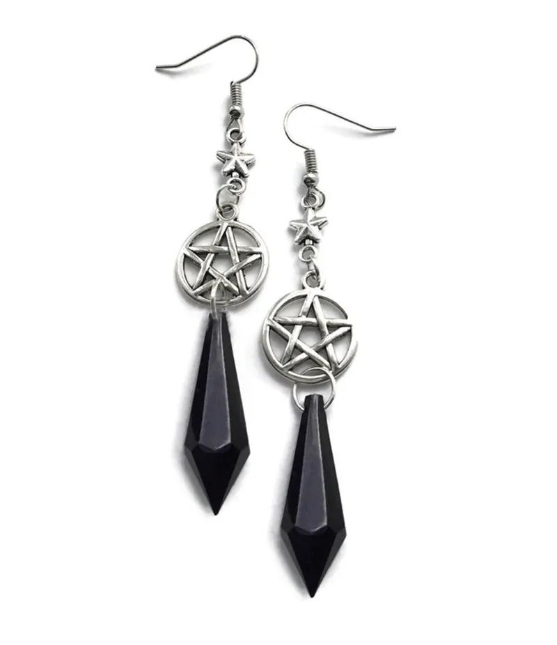 Pentagram Earrings with Black Teardrop Beads,Gothic Jewelry, Wiccan Witch Pagan Alternative Earring Gothic Gift,Pendulum Jewelry
Pentagram Earrings with Black Teardrop Beads,Gothic Jewelry, Wiccan Witch Pagan Alternative Earring Gothic Gift,Pendulum Jewelry