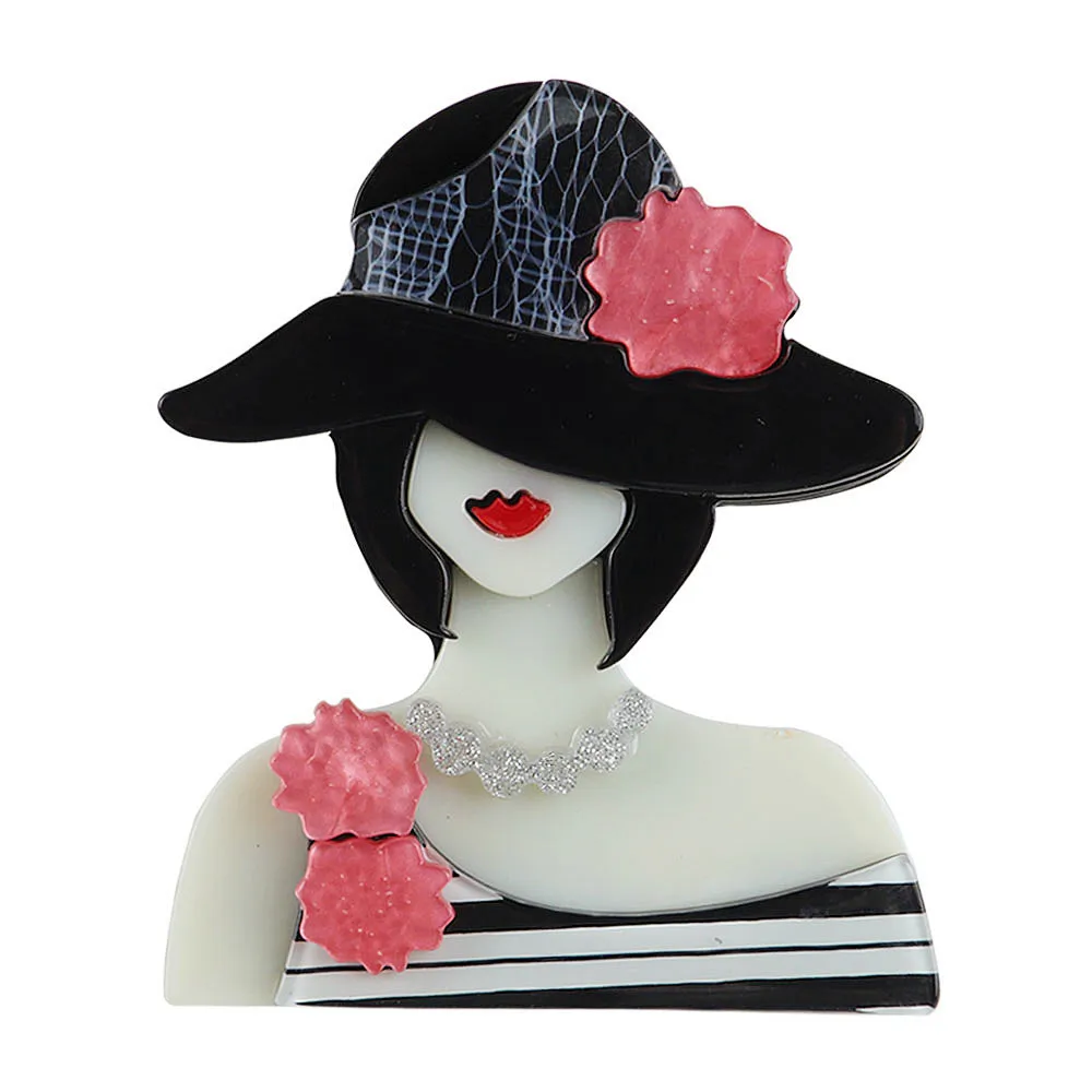 New Creative Cute Black Hat Elegant Lady Acrylic Brooch For Women Lovely Skirt Flower Brooches Badges Lapel Pins Fashion Jewelry
New Creative Cute Black Hat Elegant Lady Acrylic Brooch For Women Lovely Skirt Flower Brooches Badges Lapel Pins Fashion Jewelry