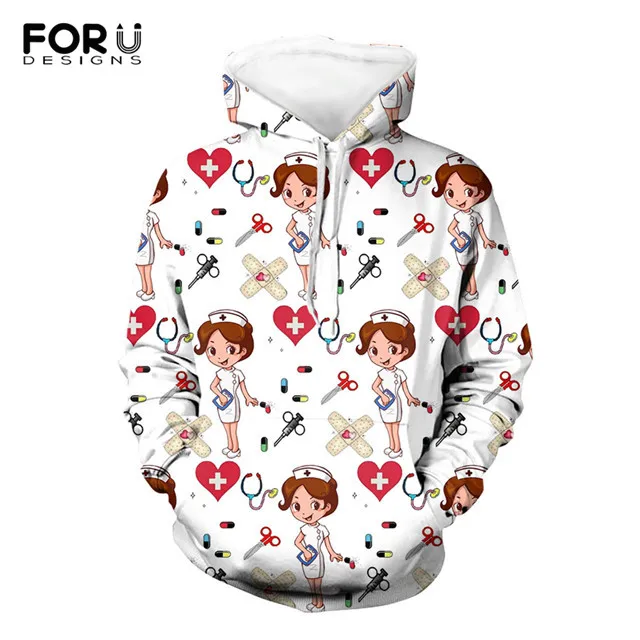 FORUDESIGNS White Long Sleeve Hoodies Cartoon Nurse Girls Pattern Casual Lady Loose Pullovers Plus Size Sweatshirts Cloths Mujer
FORUDESIGNS White Long Sleeve Hoodies Cartoon Nurse Girls Pattern Casual Lady Loose Pullovers Plus Size Sweatshirts Cloths Mujer