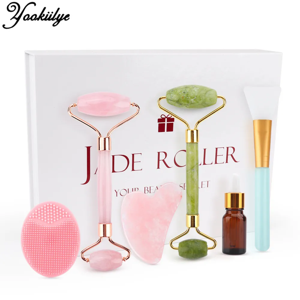 Natural Jade Guasha Gift Set Rose Quartz Jade Roller Facial Slimming Face Lifting Jade Stone Massager for Body Neck Face Care
Natural Jade Guasha Gift Set Rose Quartz Jade Roller Facial Slimming Face Lifting Jade Stone Massager for Body Neck Face Care