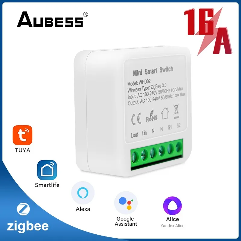 Aubess Zigbee3.0 Mini Smart Switch Tuya 16A Breaker 2-Way Switches Support Alexa Google Home Voice Control SmartLife App Timer
Aubess Zigbee3.0 Mini Smart Switch Tuya 16A Breaker 2-Way Switches Support Alexa Google Home Voice Control SmartLife App Timer