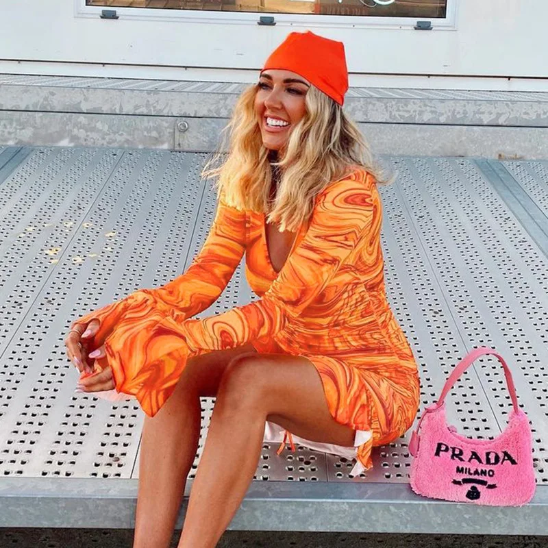 Sexy Women Dress Print Tie Dye Flare Sleeve Party Night Clubwear Autumn Dresses For Women Vestidos
Sexy Women Dress Print Tie Dye Flare Sleeve Party Night Clubwear Autumn Dresses For Women Vestidos