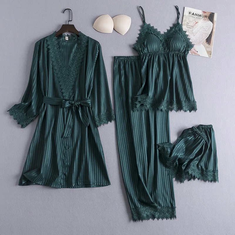 4PCS Women Robe Set Sexy Sleepwear Lace Kimono Bathrobe Gown Silky Lingerie Nightwear Lounge Wear Casual Home Clothes
4PCS Women Robe Set Sexy Sleepwear Lace Kimono Bathrobe Gown Silky Lingerie Nightwear Lounge Wear Casual Home Clothes