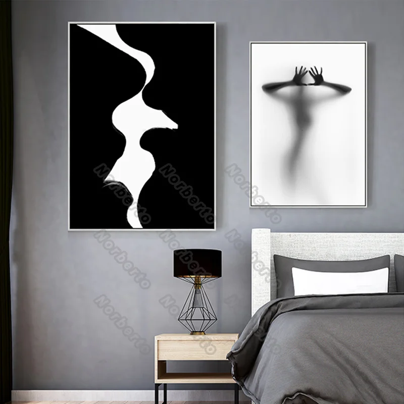 Modern Style Canvas Painting Poster Abstract Black White Pictures Man and Woman Kiss Two Hands Blurred Woman Home Room Wall Deco
Modern Style Canvas Painting Poster Abstract Black White Pictures Man and Woman Kiss Two Hands Blurred Woman Home Room Wall Deco