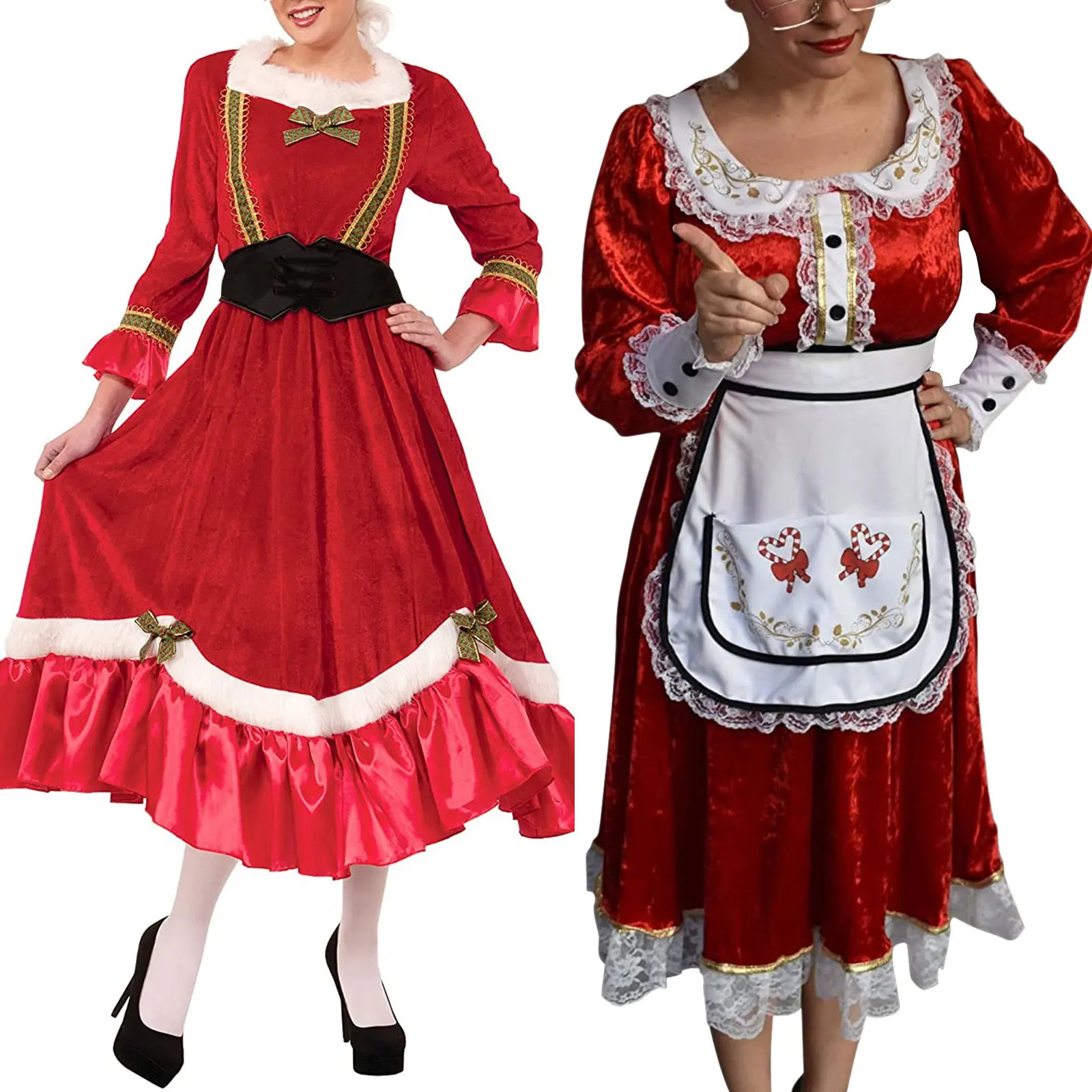 Xmas Women's Dress Female Long Dress Contrast Color Bowknot Square Neck Long Sleeve For Christmas Costumes
Xmas Women's Dress Female Long Dress Contrast Color Bowknot Square Neck Long Sleeve For Christmas Costumes