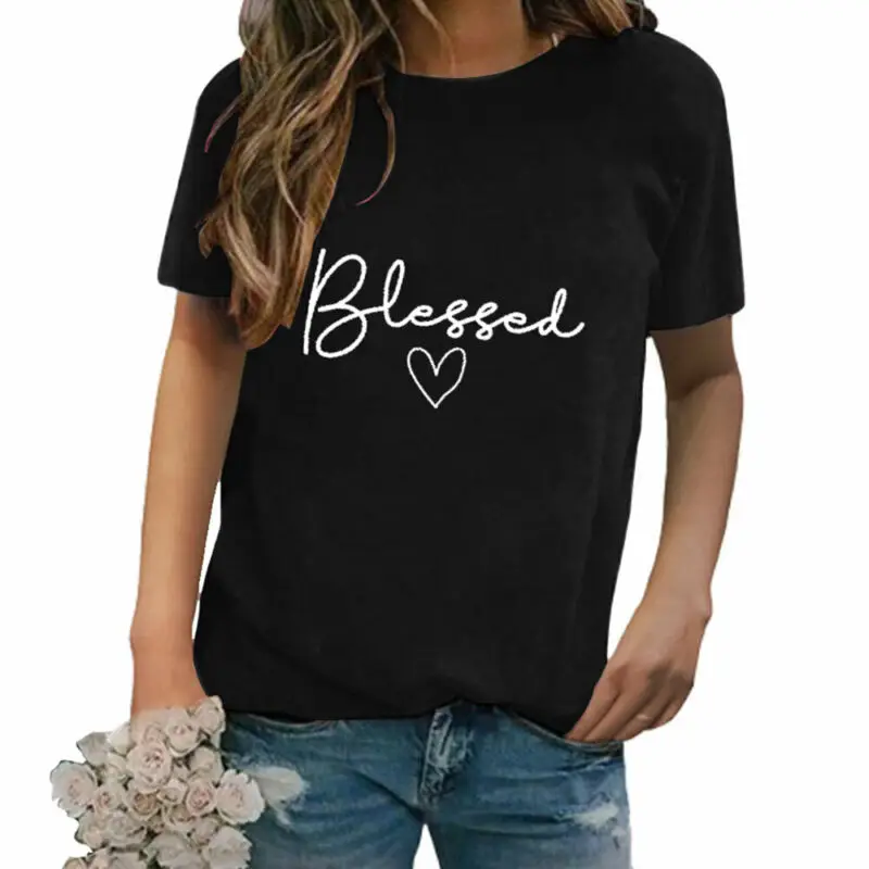Womens T-shirts Crewed Neck Letter Print Short Sleeve Casual T-shirt Loose Tops for Woman Daily Wear Hot Sale Online Tees
Womens T-shirts Crewed Neck Letter Print Short Sleeve Casual T-shirt Loose Tops for Woman Daily Wear Hot Sale Online Tees