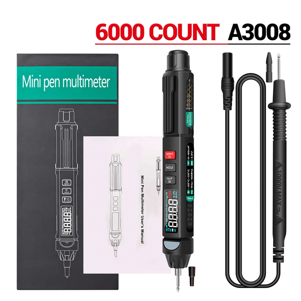 A3008 Pen Digital Multimeter High Precision 6000 Counts Voltage Resistance Diode Handheld Tester Electrical Instrument
A3008 Pen Digital Multimeter High Precision 6000 Counts Voltage Resistance Diode Handheld Tester Electrical Instrument