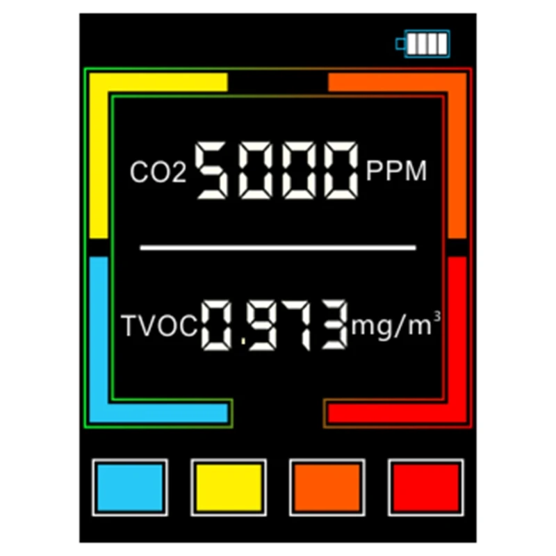 Portable Carbon Dioxide TVOC Detector Air Quality Monitor Tester Rechargeable CO2 Meter 400-5000ppm Colour Screen
Portable Carbon Dioxide TVOC Detector Air Quality Monitor Tester Rechargeable CO2 Meter 400-5000ppm Colour Screen