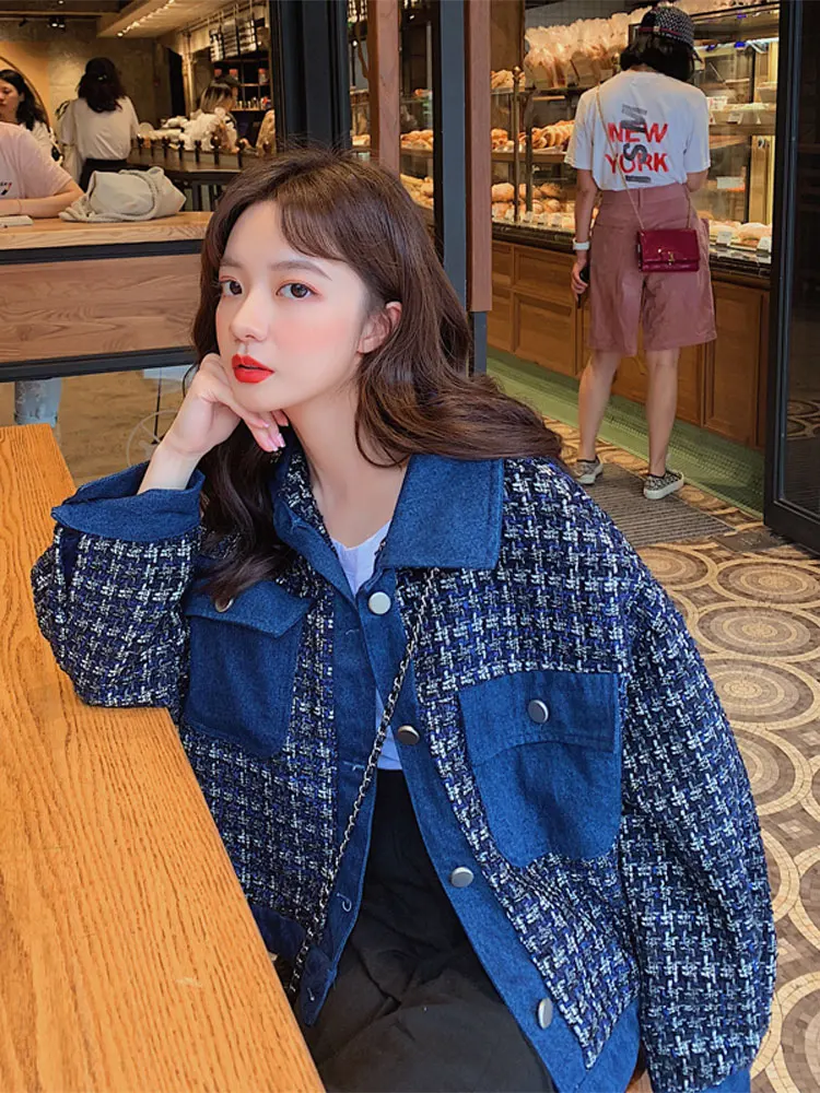 Женская куртка, новая свободная универсальная куртка, винтажный твидовый лоскутный джинсовый топ
Женская куртка, новая свободная универсальная куртка, винтажный твидовый лоскутный джинсовый топ