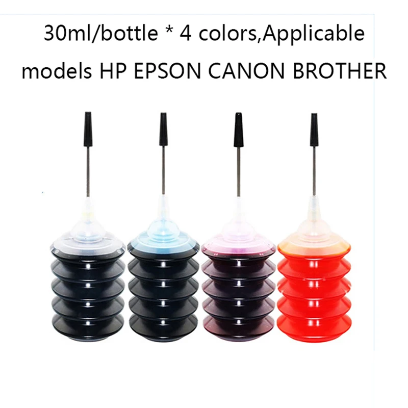 

Набор чернил для заправки струйных принтеров Epson, Canon, HP, Brother, Lexmark, DELL, 4 бутылки, 30 мл