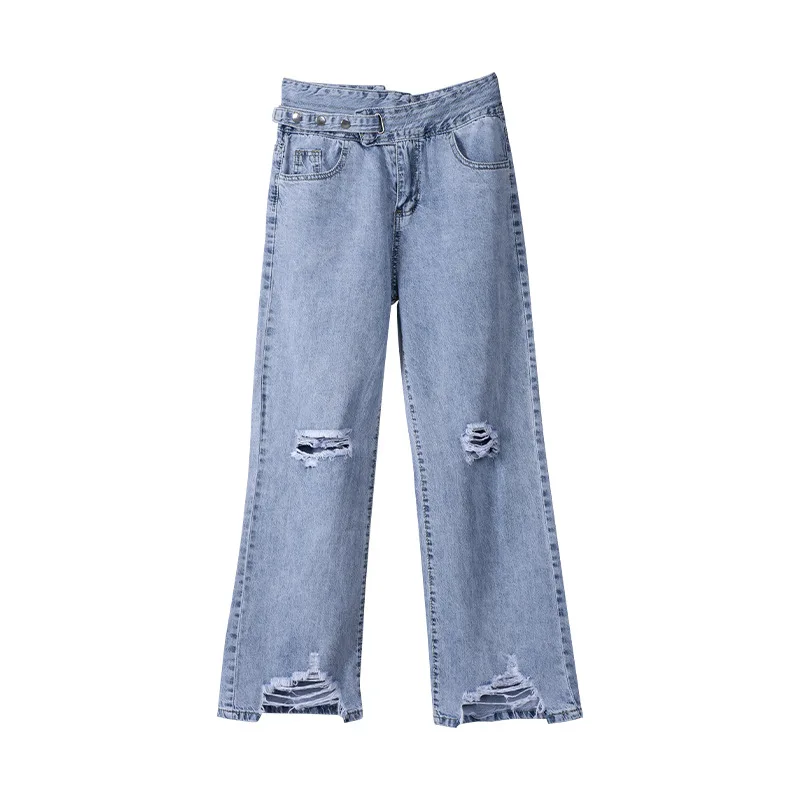 2020 New Women's Irregular Waist Casual Hole Washed Jeans Loose Fashion Spring and Summer High Waist Slim Retro Straight Pants
2020 New Women's Irregular Waist Casual Hole Washed Jeans Loose Fashion Spring and Summer High Waist Slim Retro Straight Pants