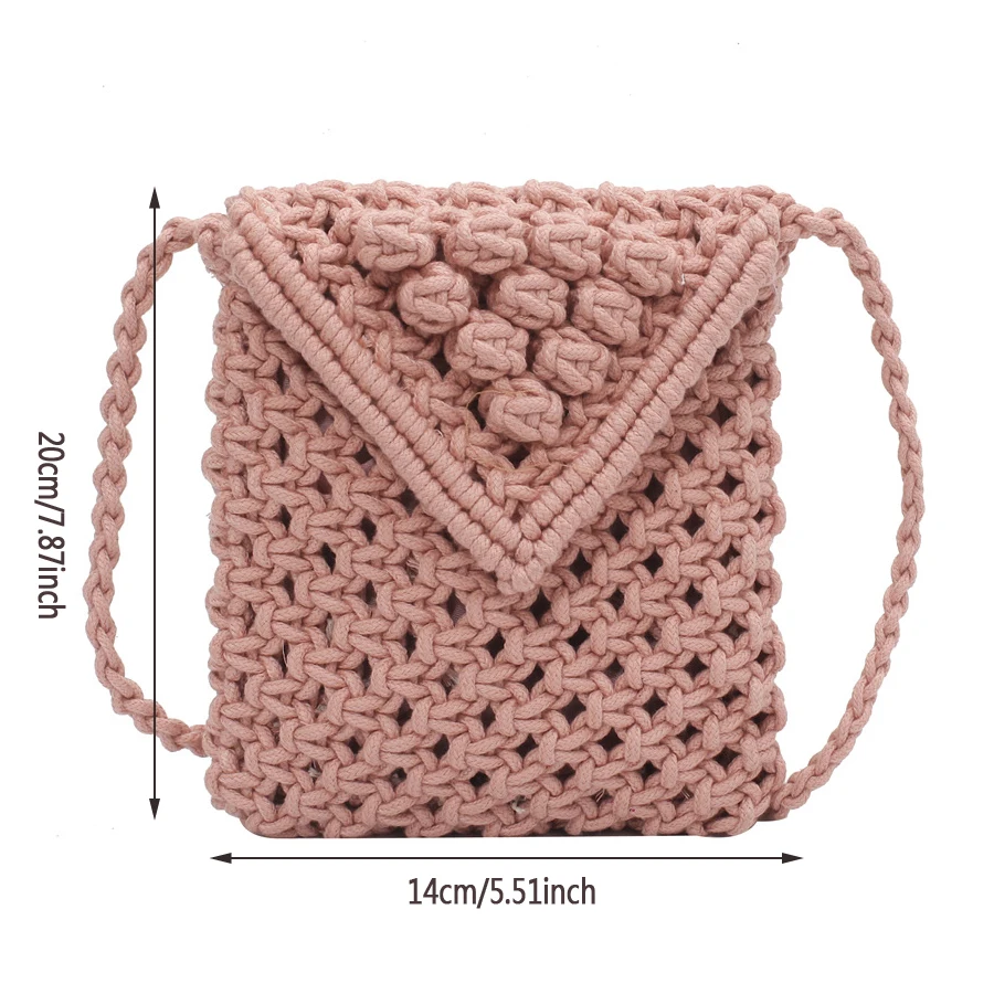 Casual Cotton Thread Mini Phone Bag Ladies Hand-woven Shoulder Bags Solid Color Hollow Crossbody Bags Ladies Mini Lipstick Purse
Casual Cotton Thread Mini Phone Bag Ladies Hand-woven Shoulder Bags Solid Color Hollow Crossbody Bags Ladies Mini Lipstick Purse