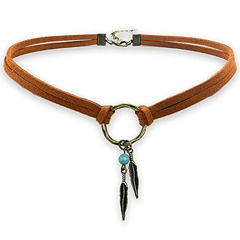 Fashion Vintage Alloy Feather Leather Choker Necklace for Women Antique Gold Circle Collar Female Boho Jewelry Mujer Collares
Fashion Vintage Alloy Feather Leather Choker Necklace for Women Antique Gold Circle Collar Female Boho Jewelry Mujer Collares