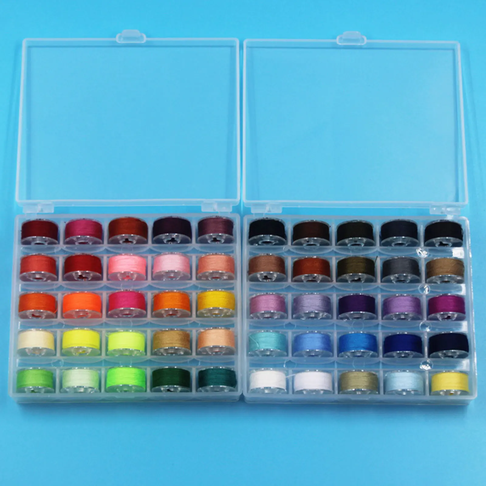 50pcs Bobbin Sewing Machine Threads With Bobbin Case For Household DIY 50 Grid Thread 50-color Ribbon Thread In Multiple Colors
50pcs Bobbin Sewing Machine Threads With Bobbin Case For Household DIY 50 Grid Thread 50-color Ribbon Thread In Multiple Colors