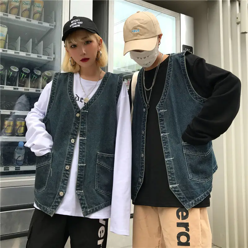 couple's clothes Korean fashion retro large pocket versatile wash Denim Vest Jacket men's and women's fashion
couple's clothes Korean fashion retro large pocket versatile wash Denim Vest Jacket men's and women's fashion