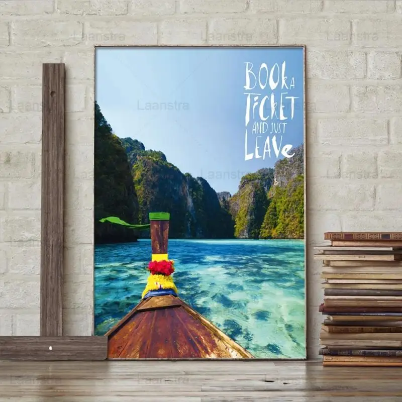 Modern Travel Poster Print Book a Ticket and Just Leave Travel Relax Quote Boat Landscape Canvas Painting Home Decor Wall Art
Modern Travel Poster Print Book a Ticket and Just Leave Travel Relax Quote Boat Landscape Canvas Painting Home Decor Wall Art