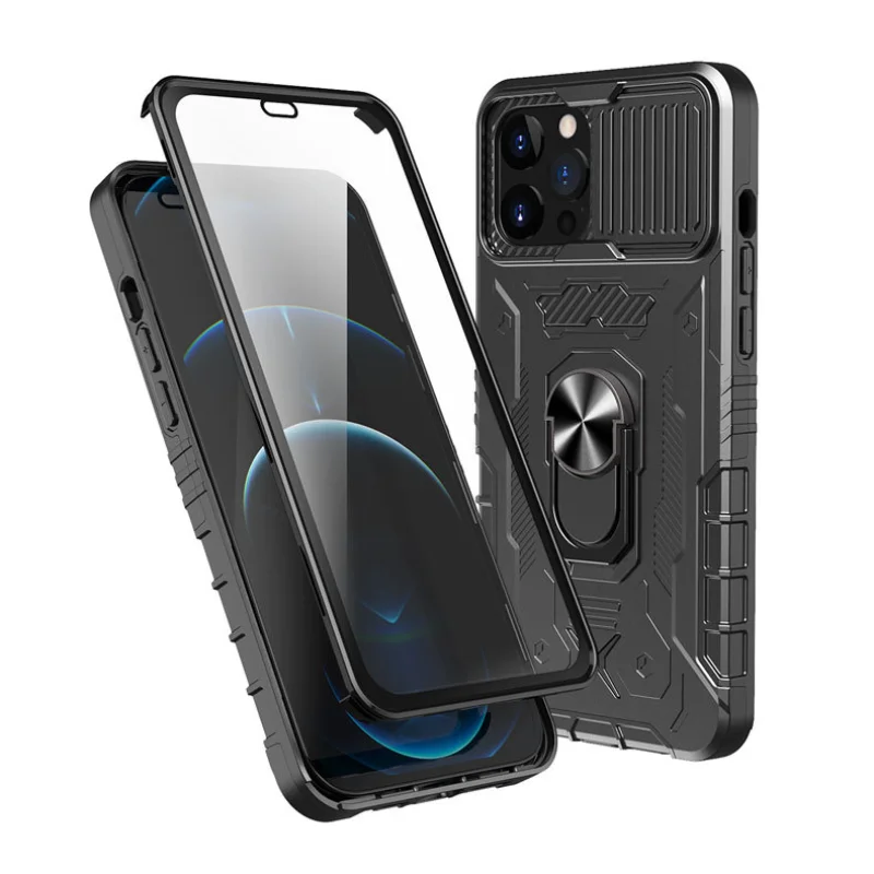 Front Tempered Glass+Back Cover For iPhone 13 Pro Max 360 Full Cover For 13 Ring Stand Case With Mobile Camera Protection
Front Tempered Glass+Back Cover For iPhone 13 Pro Max 360 Full Cover For 13 Ring Stand Case With Mobile Camera Protection