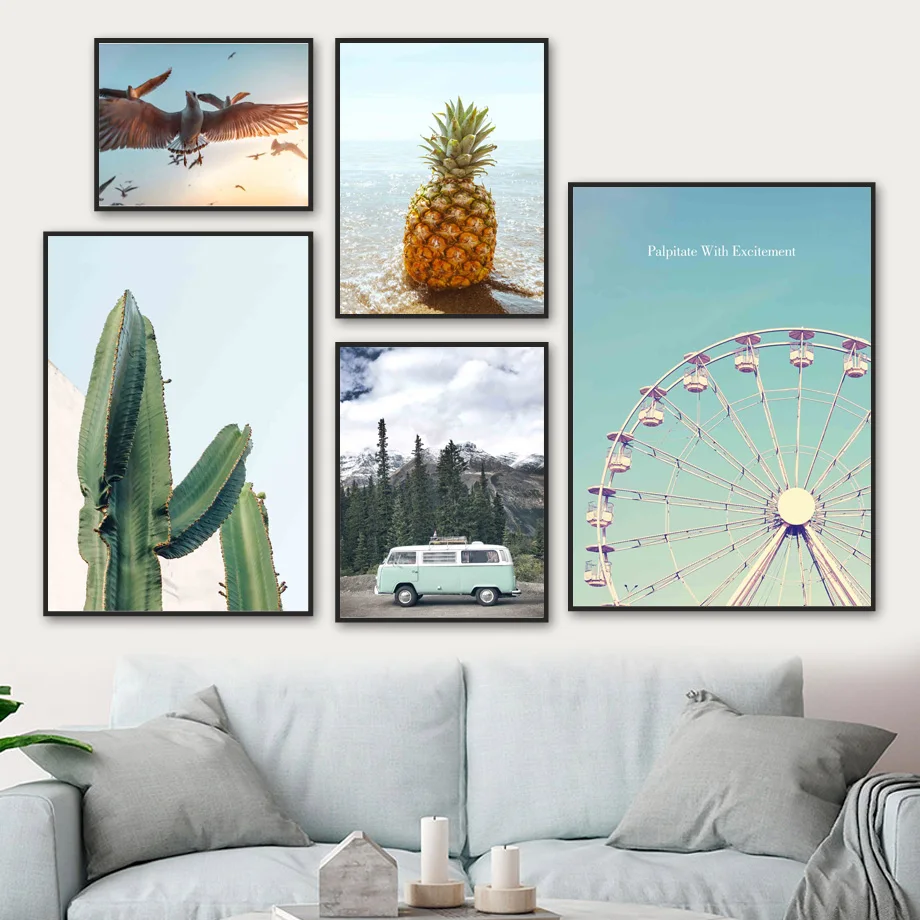 Ferris Wheel Seagull Pineapple Van Cactus Wall Art Canvas Painting Nordic Posters And Prints Wall Pictures For Living Room Decor
Ferris Wheel Seagull Pineapple Van Cactus Wall Art Canvas Painting Nordic Posters And Prints Wall Pictures For Living Room Decor