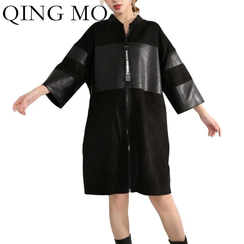 QING MO 2022 Spring Summer New Women Jacket PU Stitching Leather Windbreaker Trendy Fashionable Women Jacket Black ZWL261 
QING MO 2022 Spring Summer New Women Jacket PU Stitching Leather Windbreaker Trendy Fashionable Women Jacket Black ZWL261