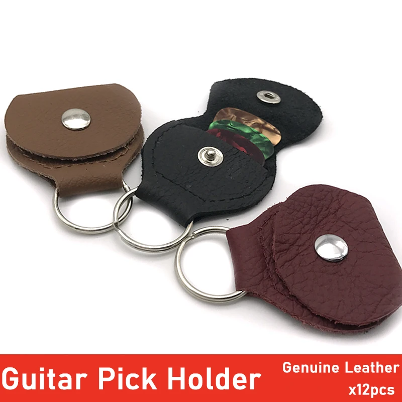 12pcs High Quality Guitar Pick Holder Genuine Leather Keychain Pick Holder Package Mediator Bank Made of Leather
12pcs High Quality Guitar Pick Holder Genuine Leather Keychain Pick Holder Package Mediator Bank Made of Leather
