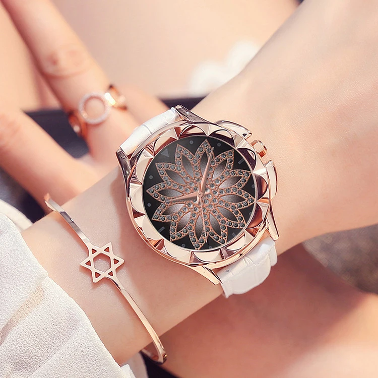 Watch Women Rhinestone Watches Ladies Leather Big Dial Bracelet Wrist Crystal Relogio Feminino Clock | Наручные часы