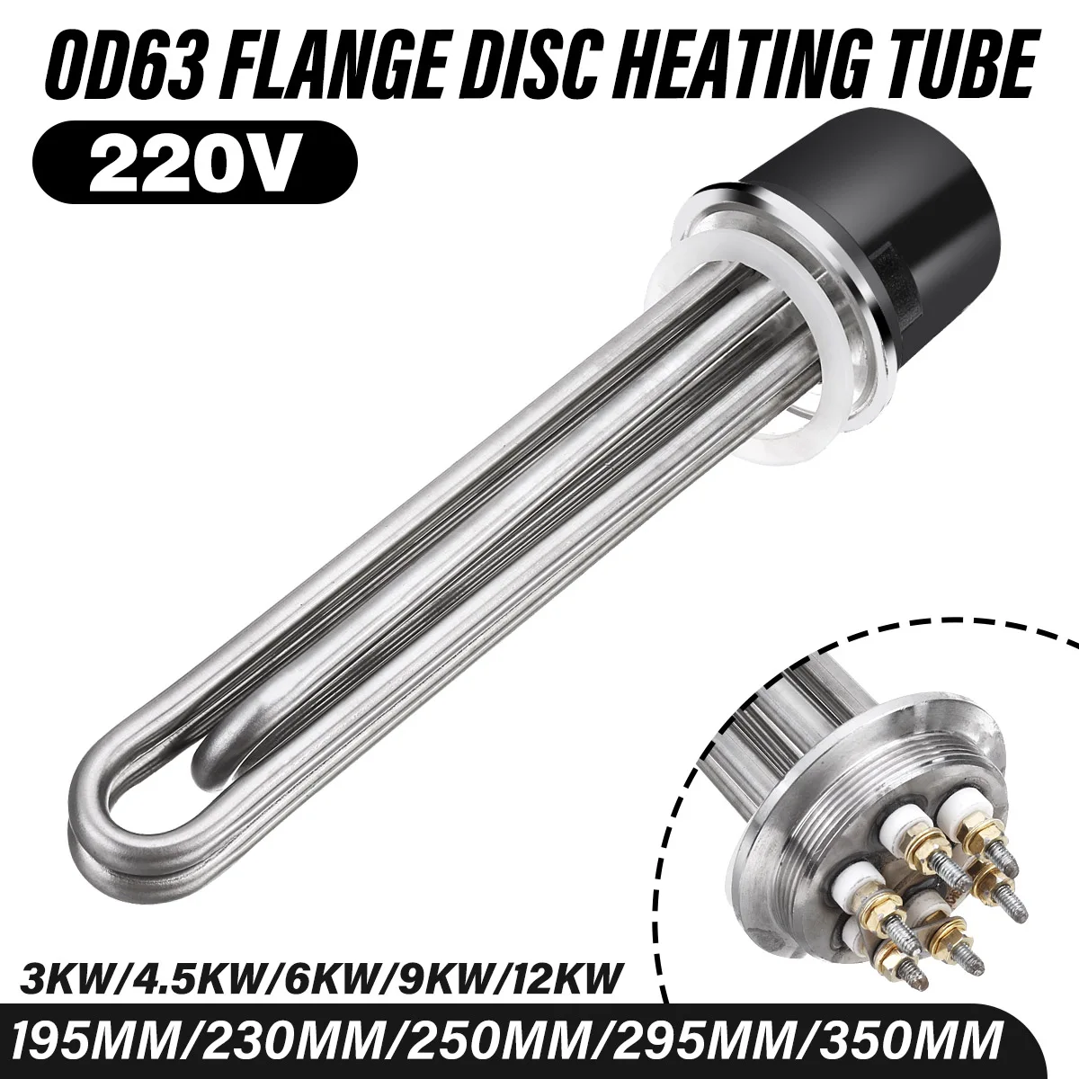 2"Tri-clamp(OD64) 220V/380V All SUS304 Electric Element Immersion Floating Water Oil Heating Tube Heater 3/3.75/4.5/6/9KW
2"Tri-clamp(OD64) 220V/380V All SUS304 Electric Element Immersion Floating Water Oil Heating Tube Heater 3/3.75/4.5/6/9KW