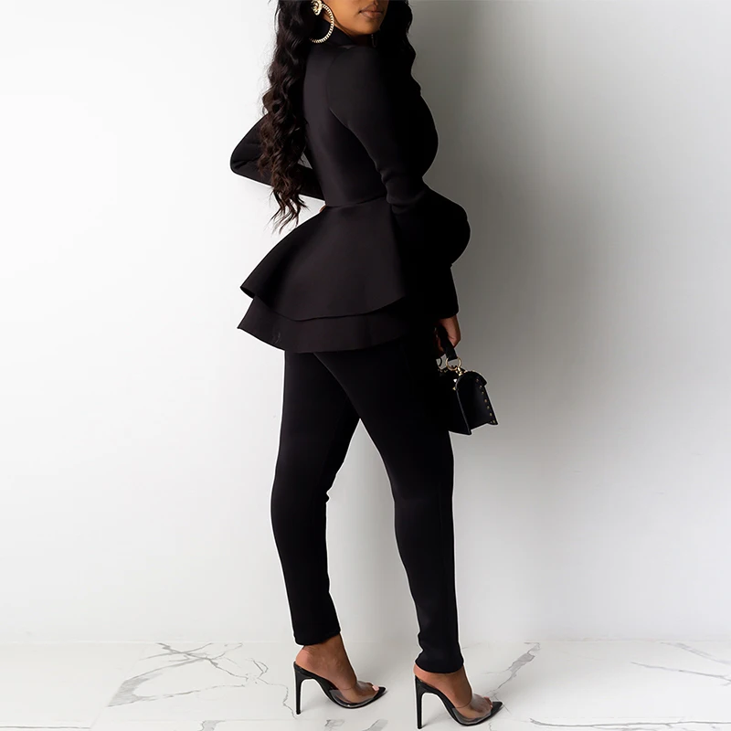 Fashion Women Spring Autumn Party Suits Sexy V-Neck Ruffle Long Sleeve Tops+Long Pants Outfits Elegant Office Lady Two Piece Set
Fashion Women Spring Autumn Party Suits Sexy V-Neck Ruffle Long Sleeve Tops+Long Pants Outfits Elegant Office Lady Two Piece Set