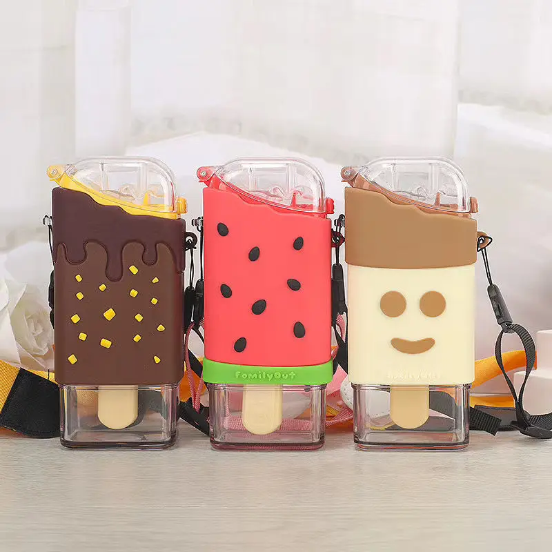Ice Cream Plastic Water Bottle With Straw With Strap Creative Square Watermelon Cup Leakproof Tritan Bottle BPA Free Cute Cup
Ice Cream Plastic Water Bottle With Straw With Strap Creative Square Watermelon Cup Leakproof Tritan Bottle BPA Free Cute Cup