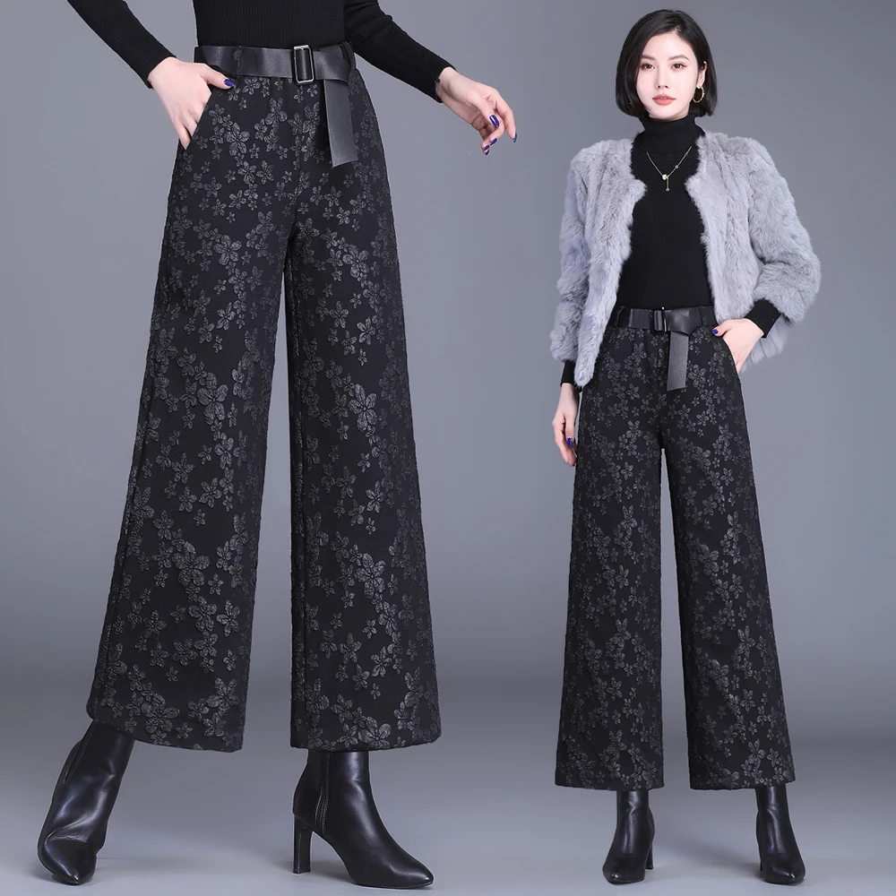 Plus Size 3XL Women Wide Leg Pants High Waist Thick Down Warm Winter Feminina Thermal Warm Flower Relief Trousers
Plus Size 3XL Women Wide Leg Pants High Waist Thick Down Warm Winter Feminina Thermal Warm Flower Relief Trousers
