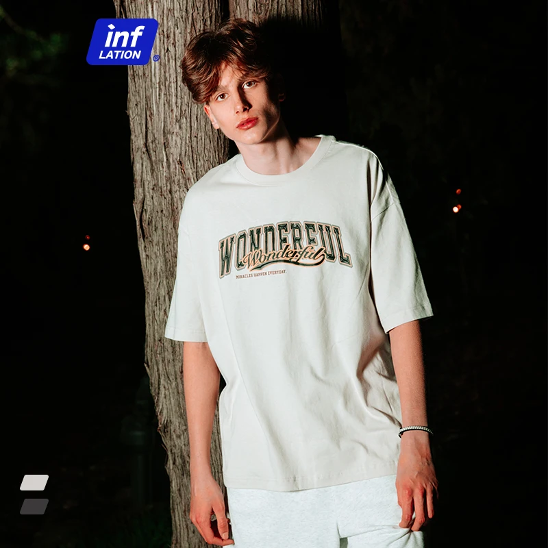 INFLATION Drawing Suede Printing T-Shirts Men English Letter Printed Short Sleeve T-Shirt Men Oversized Tops Streetwear
INFLATION Drawing Suede Printing T-Shirts Men English Letter Printed Short Sleeve T-Shirt Men Oversized Tops Streetwear