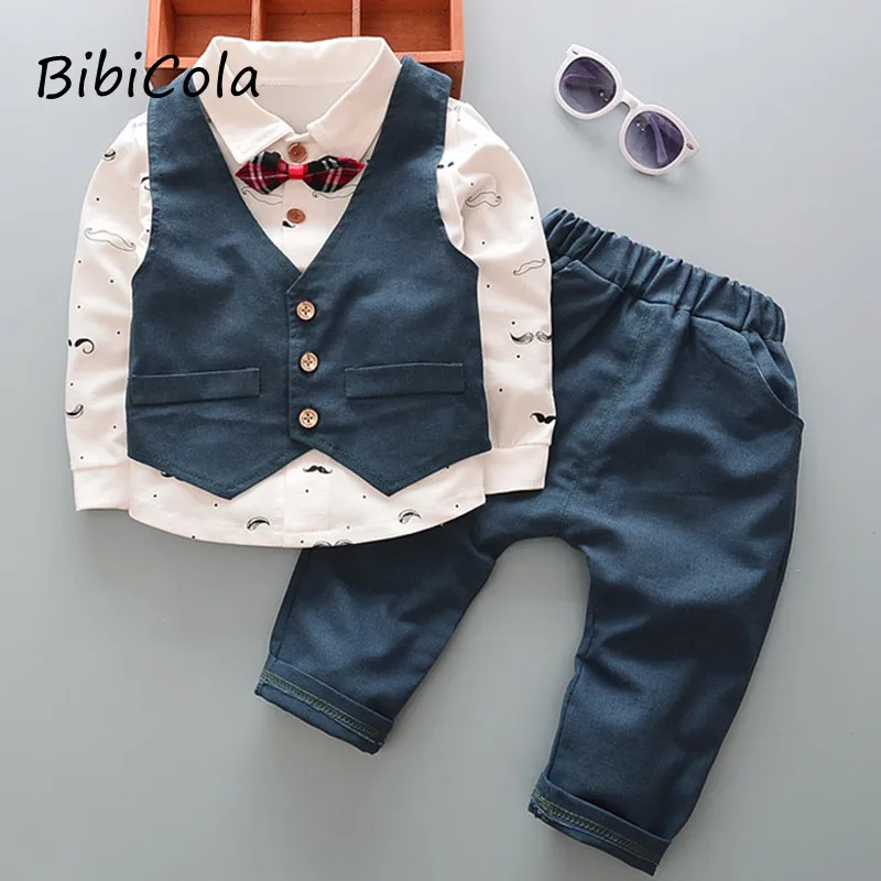 

BibiCola baby boys clothing set spring autumn toddler cotton gentleman 3pcs suit for boys infant casual party bebe boys suits
