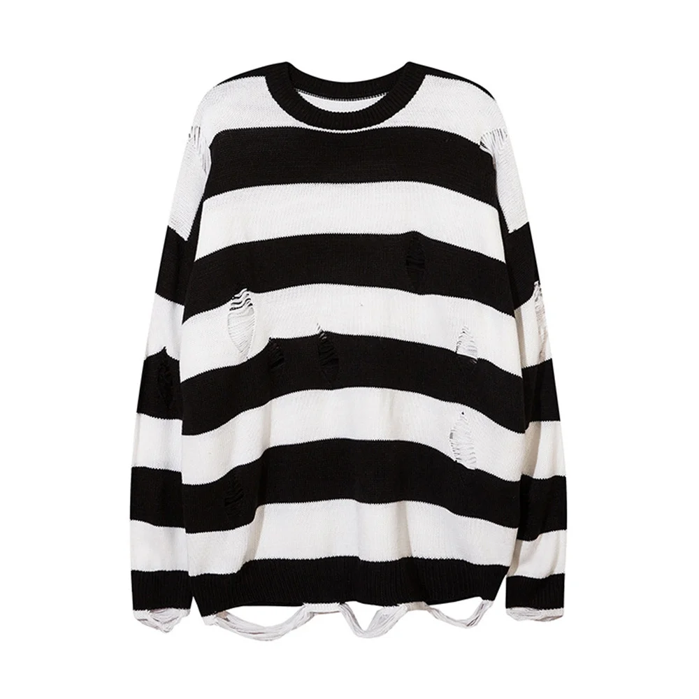 2021 Hip Hop Men Sweater Stripes Knitted Pullover Streetwear Harajuku Retro Oversize Hole Knitwear Winter Couples Cotton Sweater
2021 Hip Hop Men Sweater Stripes Knitted Pullover Streetwear Harajuku Retro Oversize Hole Knitwear Winter Couples Cotton Sweater
