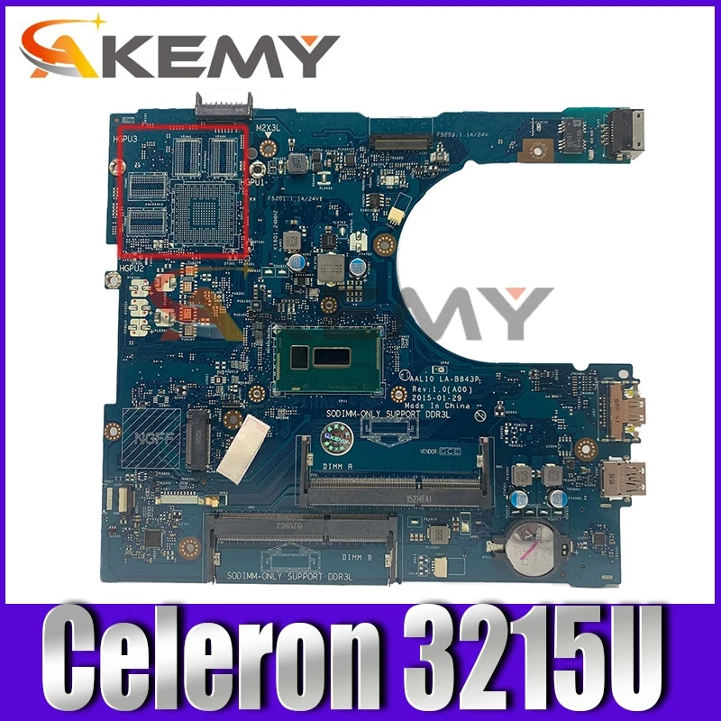 Оригинальная материнская плата для ноутбука DELL Inspiron 5558 Celeron 3215U, материнская плата CN-0N9T5P 0N9T5P LA-B843P SR243 HDMI DDR3
Оригинальная материнская плата для ноутбука DELL Inspiron 5558 Celeron 3215U, материнская плата CN-0N9T5P 0N9T5P LA-B843P SR243 HDMI DDR3