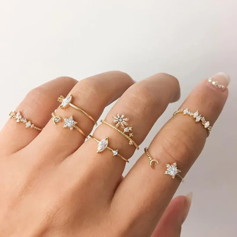 TOBILO Vintage Knuckle Crystal Rings For Women Trendy Finger Bohemian Star Moon Rings Set Wedding Engagement Jewelry
TOBILO Vintage Knuckle Crystal Rings For Women Trendy Finger Bohemian Star Moon Rings Set Wedding Engagement Jewelry