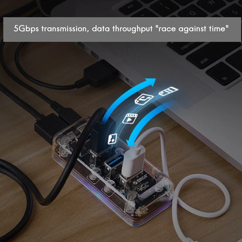 Разветвитель ORICO 4 порта USB usb-хаб прозрачный для ноутбуков ПК | Компьютеры и офис