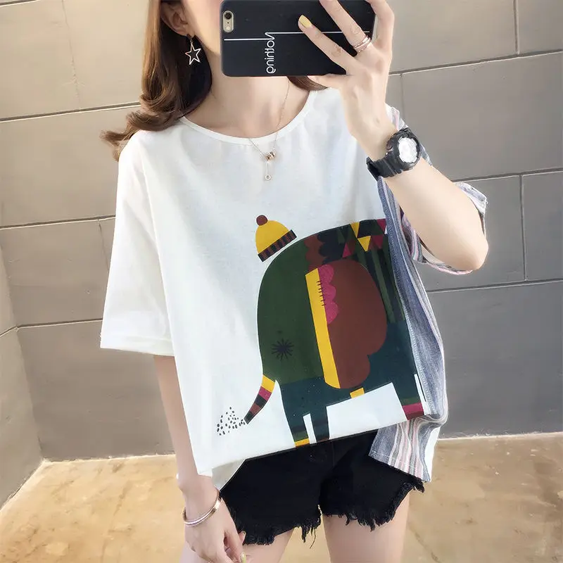 Hoodie short sleeve T-shirt women's 2021 summer wear Korean graffiti color matching loose large women's wear 200kg
Hoodie short sleeve T-shirt women's 2021 summer wear Korean graffiti color matching loose large women's wear 200kg