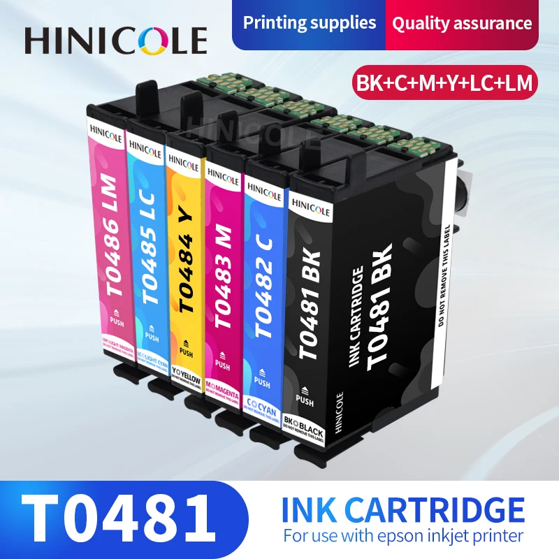 

HINICOLE 6 Colors Compatible Ink Cartridge T0481 for Epson Stylus Photo R200 R220 R300 R300M R320 R340 RX500 RX600 RX620 RX640