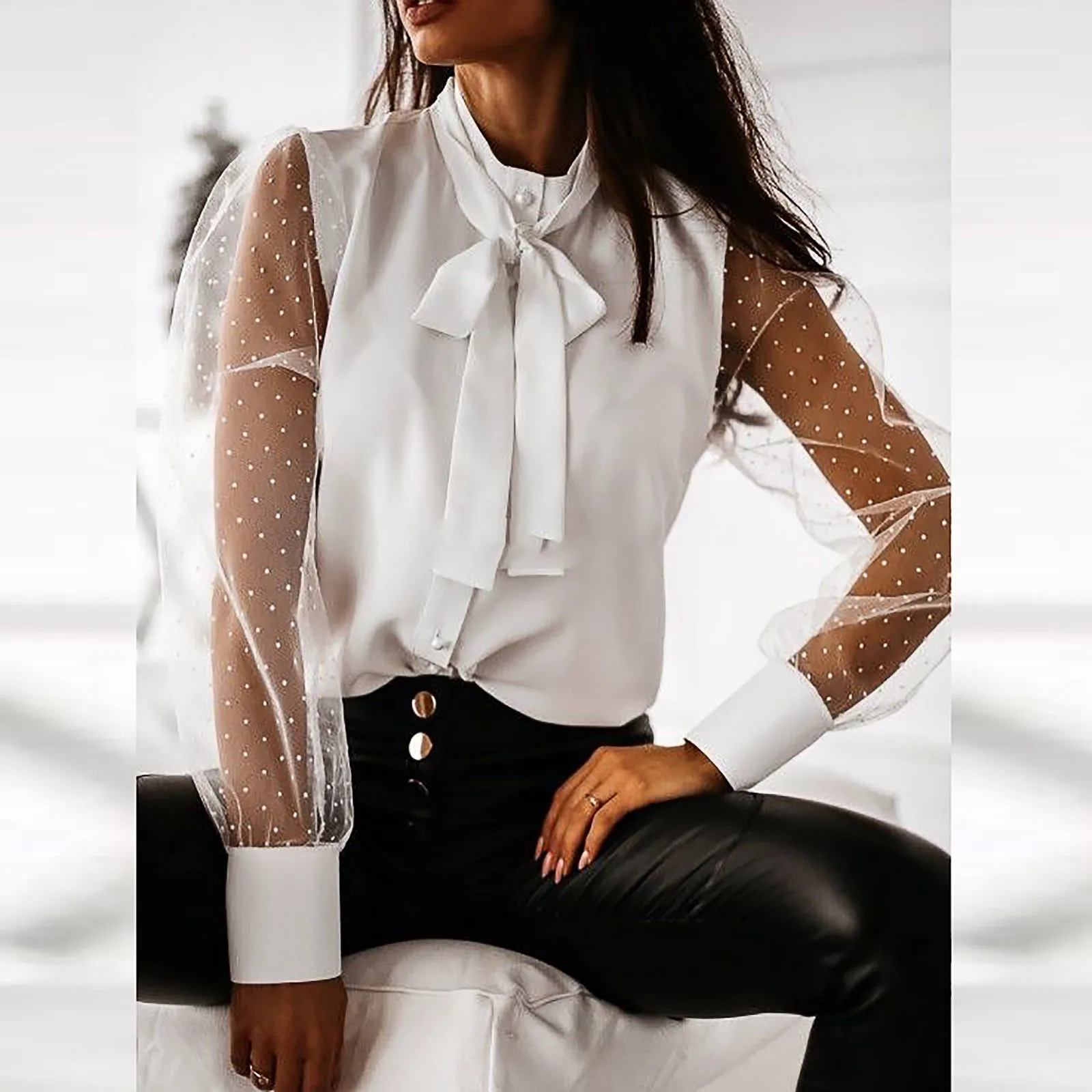 2021 Bow Women Shirts Camisas Mujer Womens Solid Color Bow Neck Lace Long-Sleeved Casual Loose Shirt Daily Tops
2021 Bow Women Shirts Camisas Mujer Womens Solid Color Bow Neck Lace Long-Sleeved Casual Loose Shirt Daily Tops