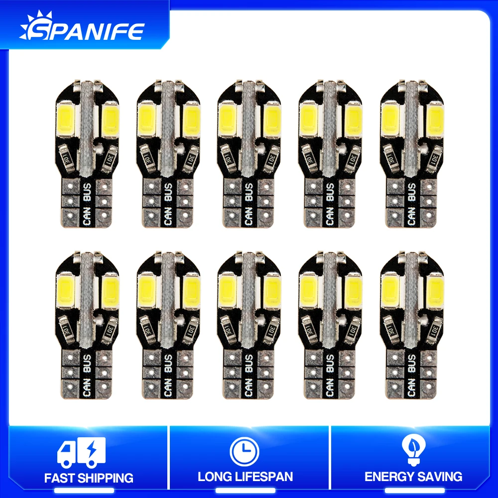Spanife 10Pcs T10 W5W 5730 8SMD Super Bright LED Canbus No Error Car Interior Wedge Tail Side Bulb Auto Parking Lamp
Spanife 10Pcs T10 W5W 5730 8SMD Super Bright LED Canbus No Error Car Interior Wedge Tail Side Bulb Auto Parking Lamp