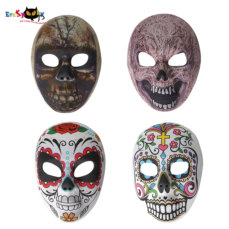 

Eraspooky Horror Skull Half Face Mask Cosplay Halloween Costume For Adult Scary Skeleton Day of the Dead Carnival Masks EVA