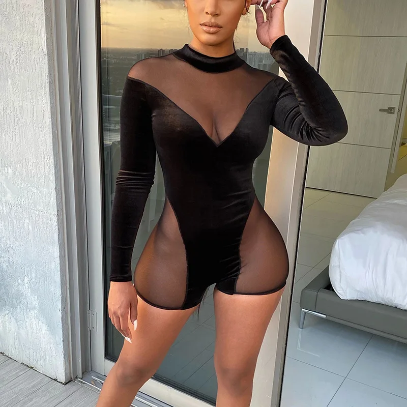 2021 Fall Sexy Mesh See Through Jumpsuits Long Sleeve O Neck One Piece Outfits Women Fashion Skinny Streetwear Rompers Playsuits
2021 Fall Sexy Mesh See Through Jumpsuits Long Sleeve O Neck One Piece Outfits Women Fashion Skinny Streetwear Rompers Playsuits