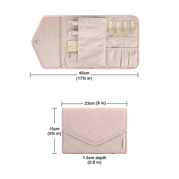 Travel Jewelry Organizer Roll Foldable Jewelry Case for Journey-Rings Necklaces Bracelets Earrings Pink
Travel Jewelry Organizer Roll Foldable Jewelry Case for Journey-Rings Necklaces Bracelets Earrings Pink