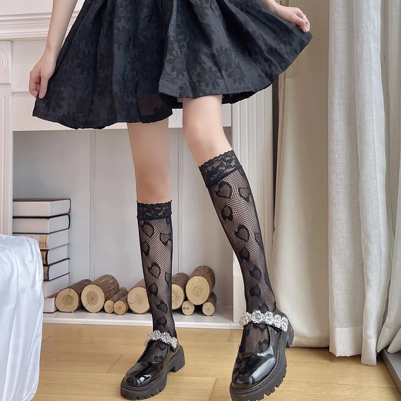 Ladies socks retro hollow love heart-shaped vertical striped jacquard net stockings lace calf socks female mid-tube
Ladies socks retro hollow love heart-shaped vertical striped jacquard net stockings lace calf socks female mid-tube