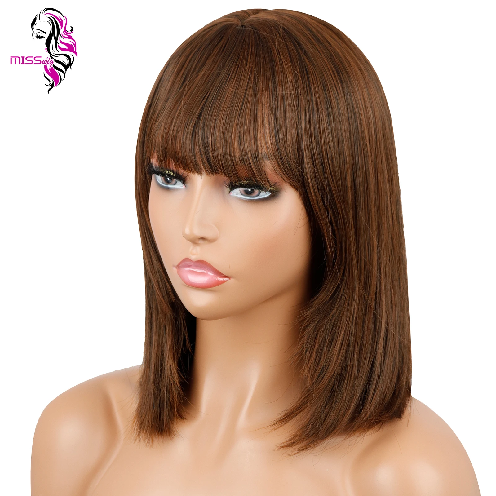 MISS WIG Short Bob Wig With Bangs for Women Synthetic Bob Wig Black Brown Red brown Wig for Party/Daily Use Shoulder Length
MISS WIG Short Bob Wig With Bangs for Women Synthetic Bob Wig Black Brown Red brown Wig for Party/Daily Use Shoulder Length